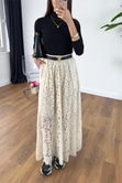 Jusla Ekru Dantelli Maxi Etek