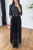 Jusla Siyah Dantelli Maxi Etek