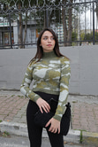 Dik Yaka Kamuflaj Desenli Kazak