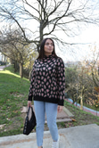 Mng Siyah Leopar Desenli Kazak
