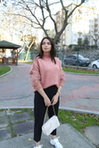Pembe Tül Detaylı Kazak