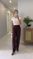 Kefra Bordo Bel Detaylı Pantolon