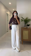 Killas Beyaz Beli Lastikli Tensel Jean