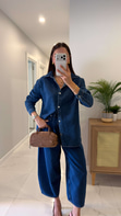 Kolers Lacivert Denim Gömlek Pantolon Takım