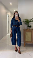Kolers Lacivert Denim Gömlek Pantolon Takım