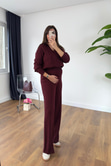 Kolsa Bordo Fitilli Triko Takım