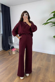 Kosne Bordo Modal Sweat-Pantolon Takım