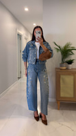 Lapus Mavi Taşlı Denim Ceket Pantolon Takım
