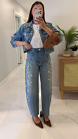 Lapus Mavi Taşlı Denim Ceket Pantolon Takım
