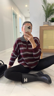 Laura Bordo Antrasit Polo Yaka Triko