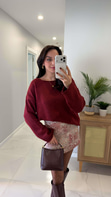 Lesiya Bordo Sırt Dantel Detaylı Triko