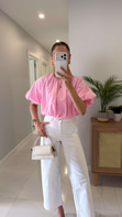 Linra Pembe Balon Kol Bluz