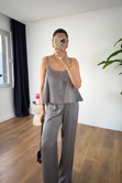 Loney Gri Askı Ayarlanabilir Bluz Pantolon Takım