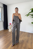 Loney Gri Askı Ayarlanabilir Bluz Pantolon Takım