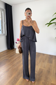 Loney İndigo Askı Ayarlanabilir Bluz Pantolon Takım