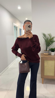 Lonry Bordo Yakası İncili Triko