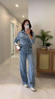 Loswe Mavi Gömlek Pantolon Denim Takım