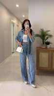 Loswe Mavi Gömlek Pantolon Denim Takım