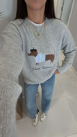 Lucky Açık Gri Dog Figürlü Triko