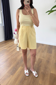 Mandy Sarı Keten Şort