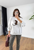 Mano Gri Leopar Figürlü Sweatshirt