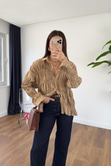 MD Hislan Camel Büzgülü Fırfırlı Gömlek