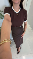 MD Kahve Biyeli Kısa Kol Triko