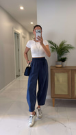 MD Lilya Lacivert Tensel Balon Pantolon