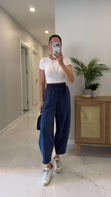 MD Lilya Lacivert Tensel Balon Pantolon