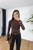 MD Tersa Acı Kahve Balıkçı Yaka Bluz