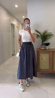 Md Violetta Füme Beli Lastikli Tensel Etek