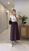 Md Violetta Kahve Beli Lastikli Tensel Etek