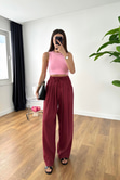 Menka Bordo Premium Beli Lastikli Pantolon