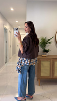 Milasa Kahve Oversize Crop Ceket