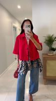 Milasa Kırmızı Oversize Crop Ceket