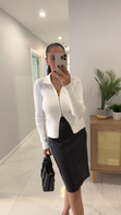 Minoa Kırık Beyaz Polo Yaka Hırka