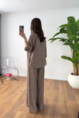 Monsa Kahve Tencel Pantolon Gömlek Takım
