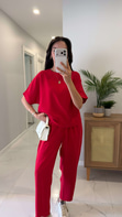 Morena Kırmızı Kısa Kollu Modal Takım