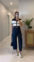 Mula Lacivert Barrel Kumaş Pantolon