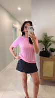 Mullda Pembe Kısa Kollu Ajurlu Triko