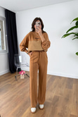 Nadia Camel Bej Paraşüt Kumaş Sweat-Pantolon Modal Takım