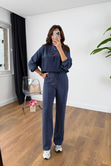 Nadia İndigo Paraşüt Kumaş Sweat-Pantolon Modal Takım