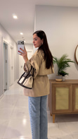 Nadisa Camel Kuşaklı Kısa Premium Trençkot
