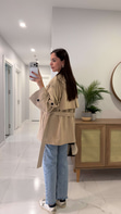 Nadisa Camel Kuşaklı Kısa Premium Trençkot