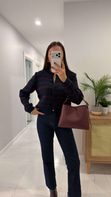 Nelida Lacivert Bordo Çizgili Hırka