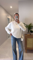 Nendy Beyaz Şardonlu Basic Sweat