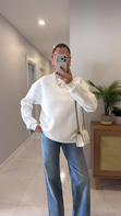 Nendy Beyaz Şardonlu Basic Sweat
