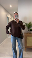 Nendy Kahve Şardonlu Basic Sweat