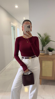 Newa Bordo Parmak Geçirmeli Detaylı Bluz