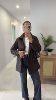 Nusera Kahve Kadife Yaka Ceket